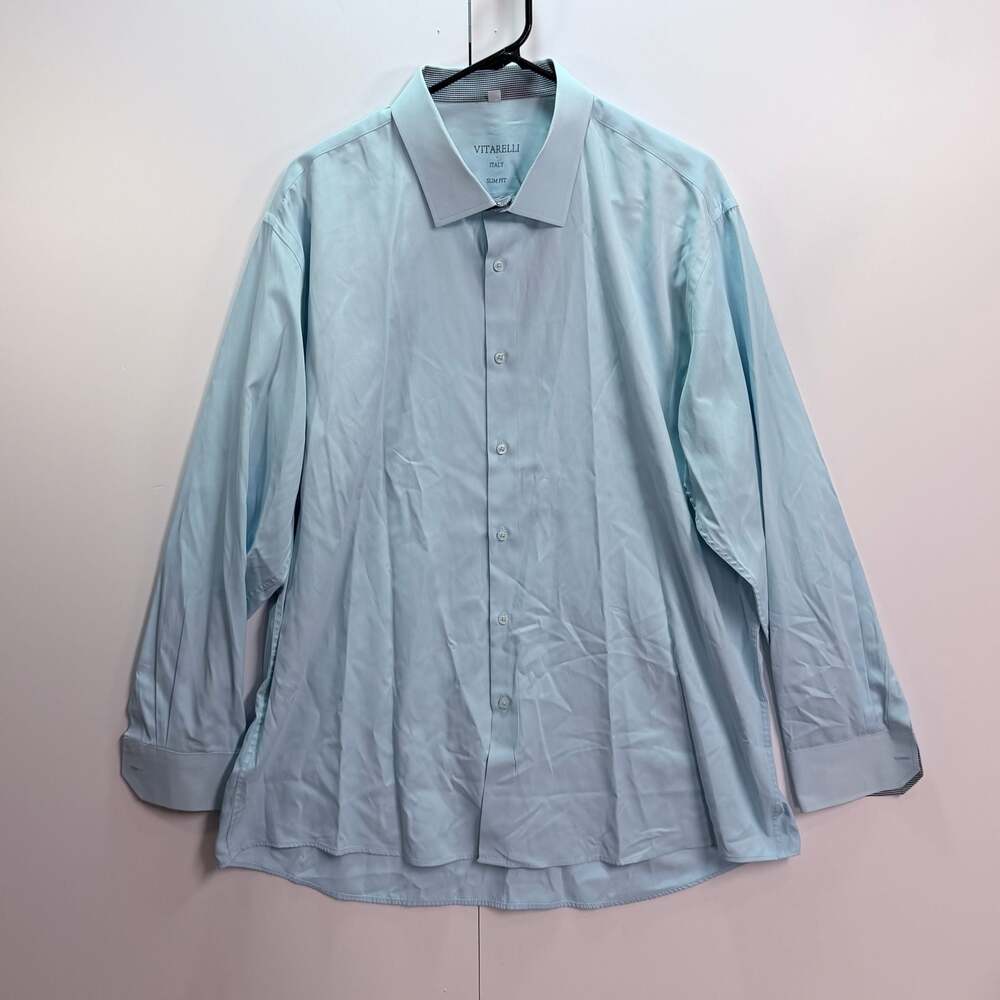 Vitarelli Italy Men's Light Blue Slim Fit Long Sleeve Dress Shirt